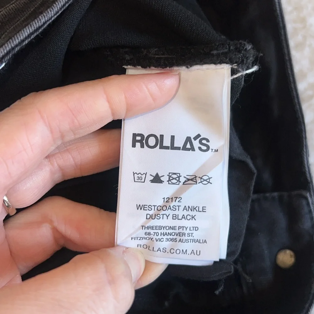 Rolla’s Westcoast Ankle‎ Mid Rise Skinny Jeans Dusty Black Size 25 NWT